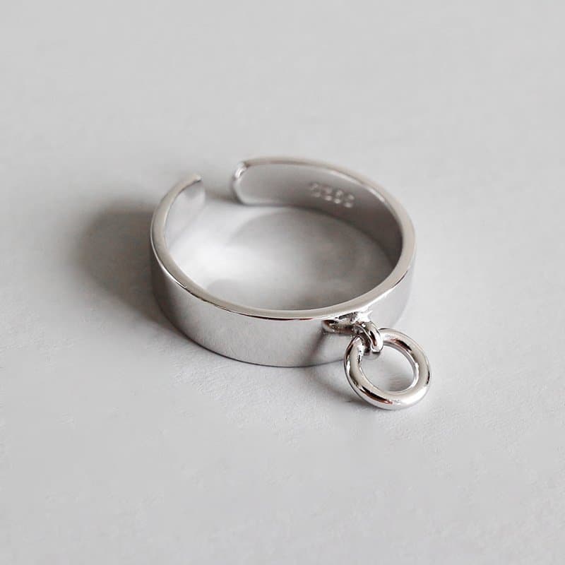 Geometric Chic Circle 925 Sterling Silver Adjustable Ring