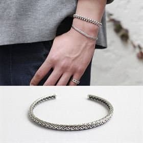 Weave 925 Sterling Silver Open Bangle