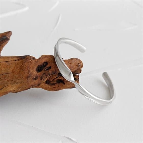 Twisted 925 Sterling Silver Open Bangle