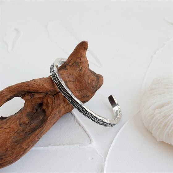 Retro 925 Sterling Silver Open Bangle