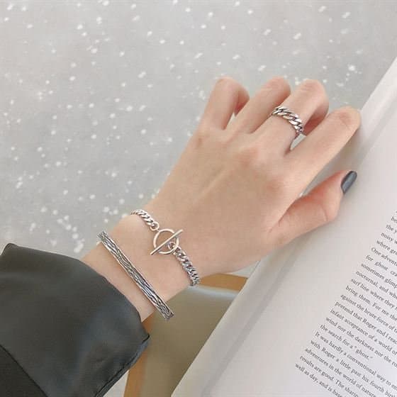 Retro 925 Sterling Silver Open Bangle