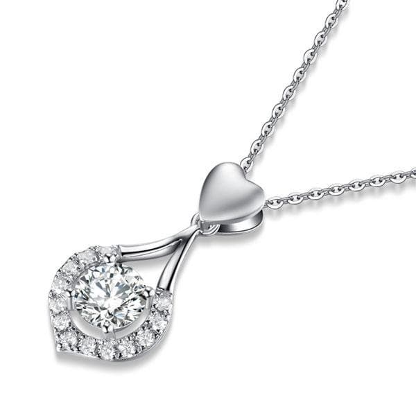 Dancing Stone Swarovski Zirconia Heart Tear Drop Pendant Necklace
