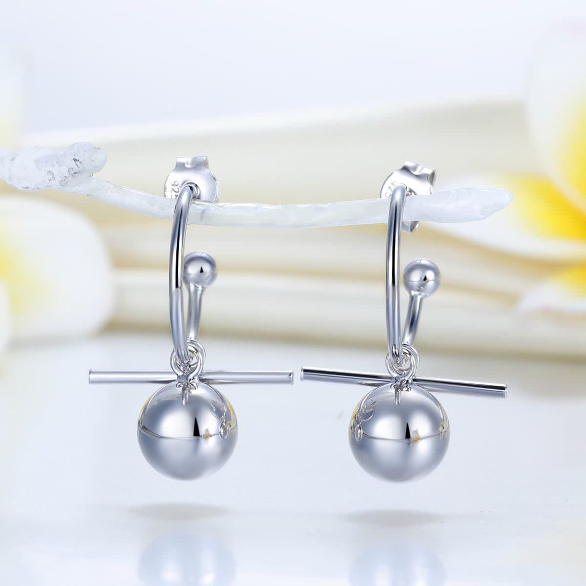Dangle Balls Solid 925 Sterling Silver Earrings