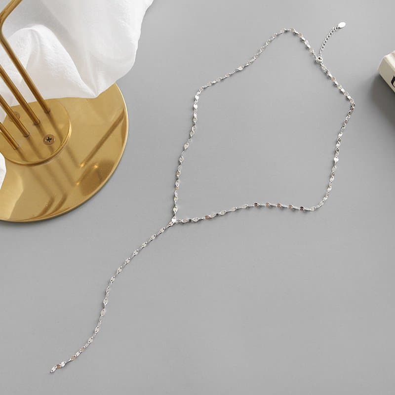 Hollow Chain Y Shape 925 Sterling Silver Necklace