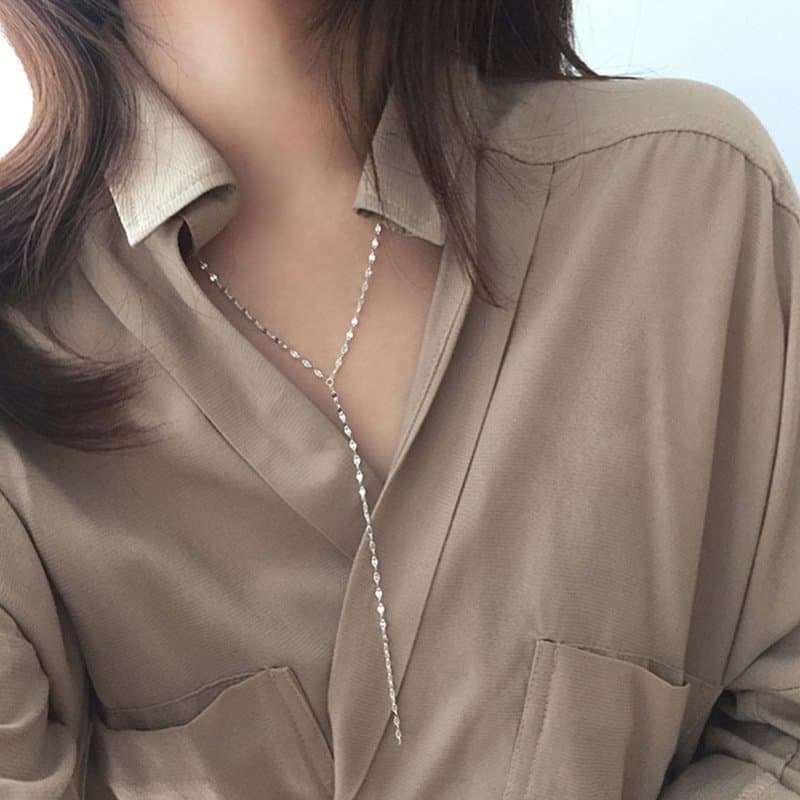 Hollow Chain Y Shape 925 Sterling Silver Necklace