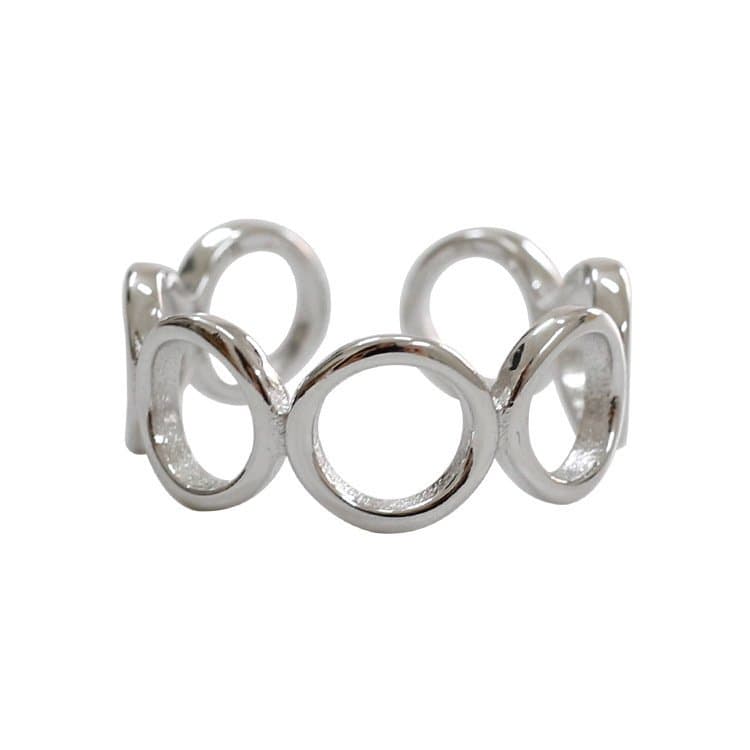 Hollow Circles Geometric 925 Sterling Silver Adjustable Ring