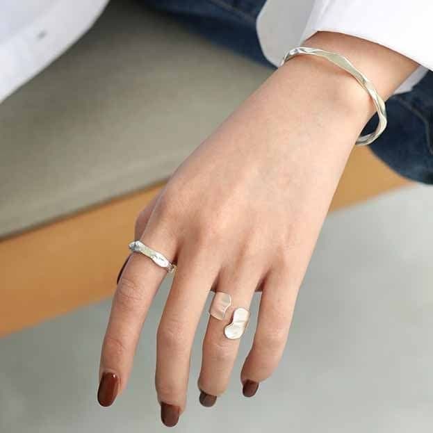 Irregular 925 Sterling Silver Wide Adjustable Ring