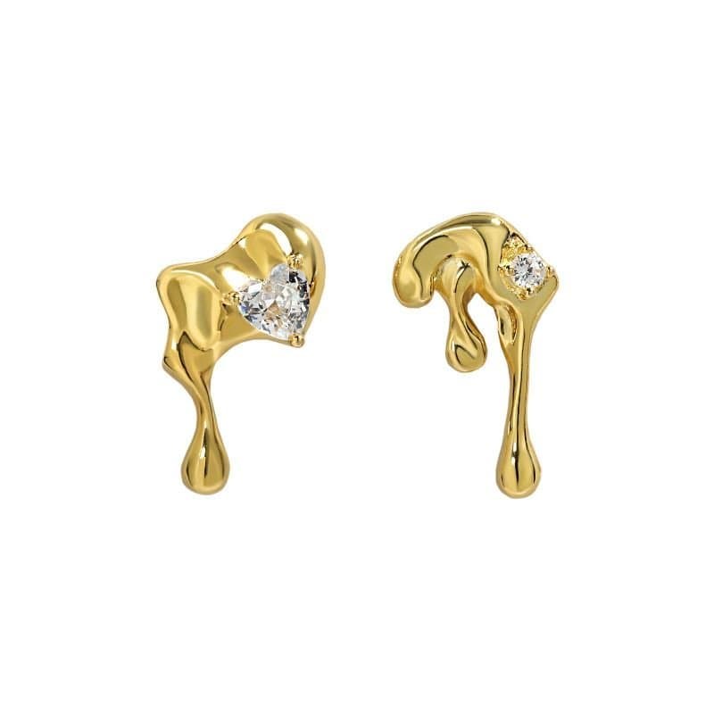 Asymmetric Irregular CZ Lava Flow 925 Sterling Silver Dangling Earrings