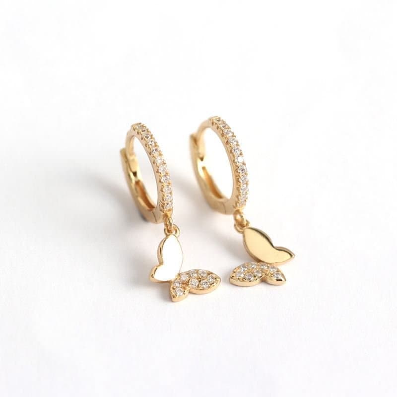 Butterfly CZ 925 Sterling Silver Hoop Earrings