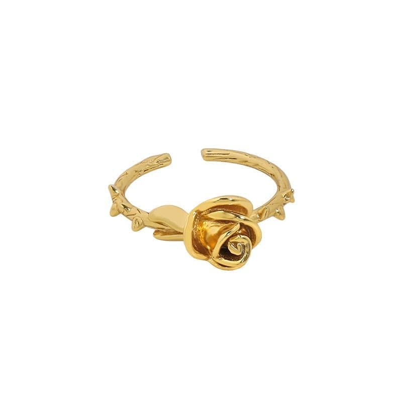 Hollow Rose Flower 925 Sterling Silver Adjustable Ring
