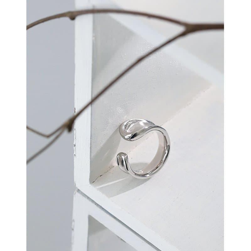 Geometric Irregular River 925 Sterling Silver Adjustable Ring