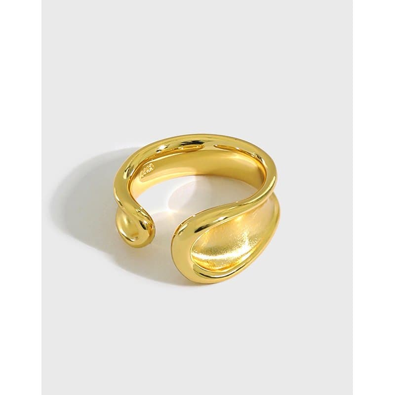 Geometric Irregular River 925 Sterling Silver Adjustable Ring