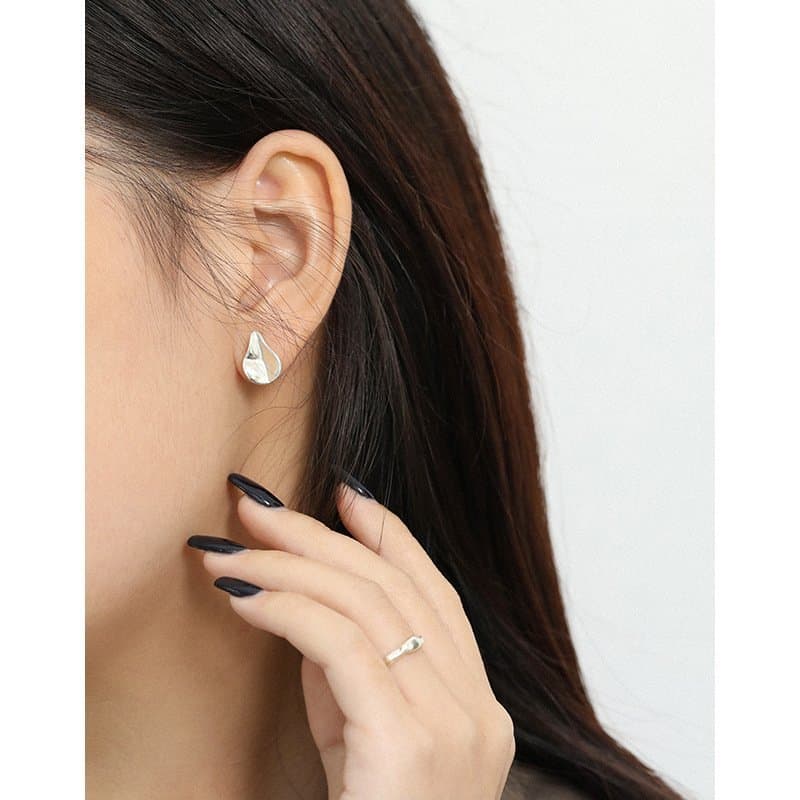 Irregular Waterdrop 925 Sterling Silver Stud Earrings