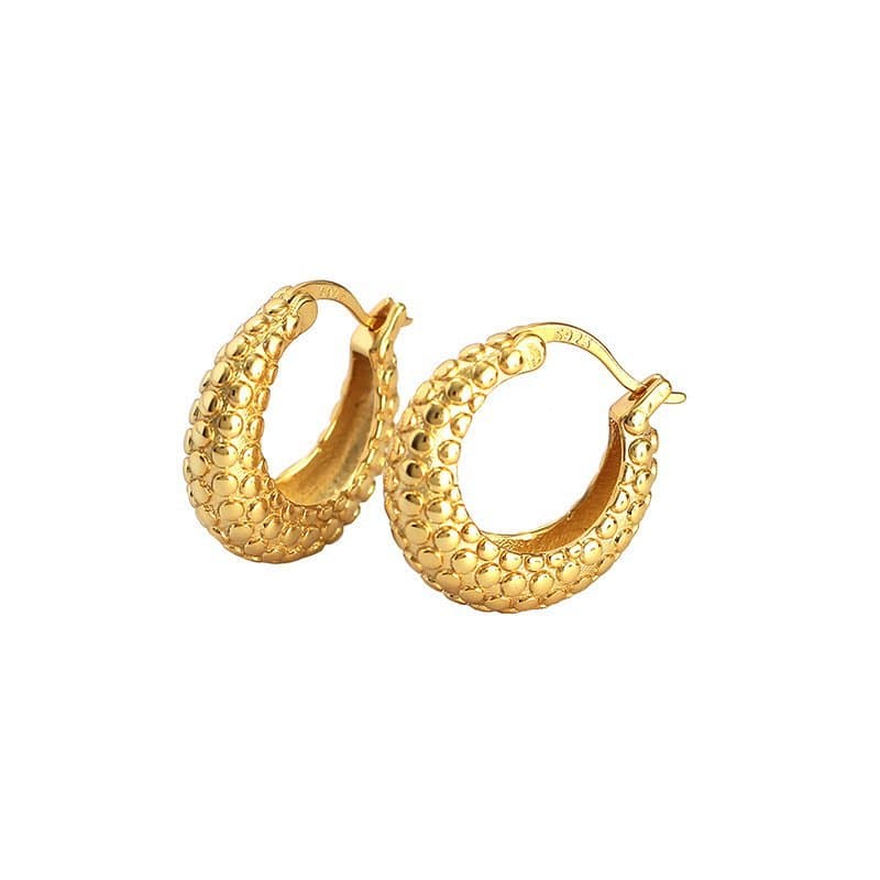 Round Rivet Circle 925 Sterling Silver Huggie Hoop Earrings