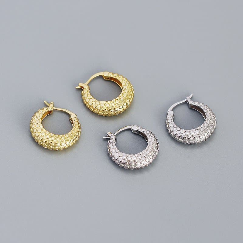 Round Rivet Circle 925 Sterling Silver Huggie Hoop Earrings
