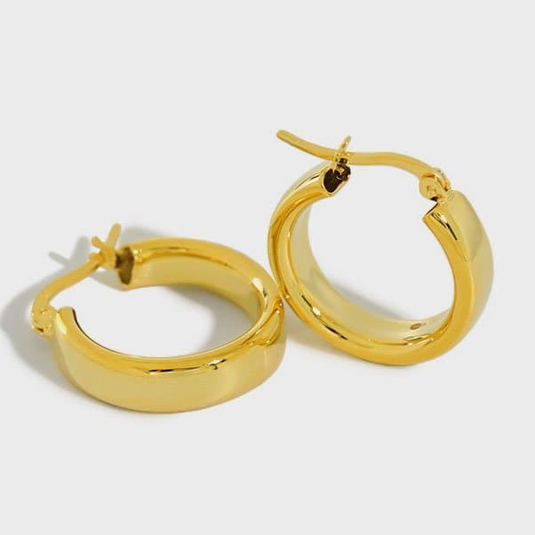 Classic Geometric Hollow Circle 925 Sterling Silver Huggie Hoop Earrings