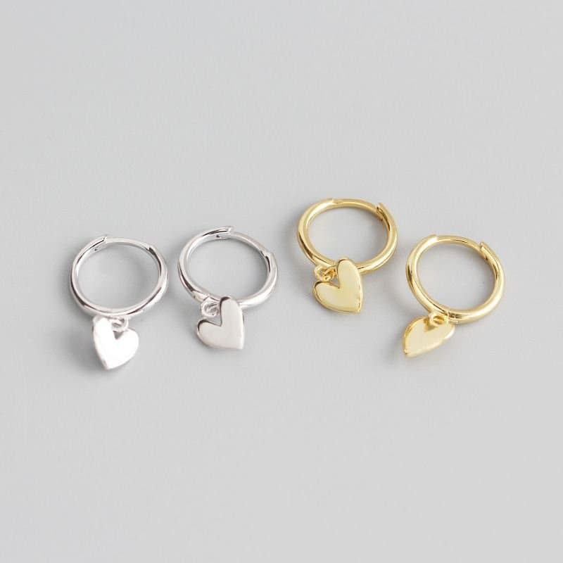 Heart 925 Sterling Silver Hoop Earrings