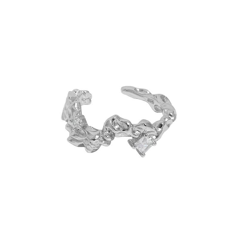 Irregular Square CZ 925 Sterling Silver Adjustable Ring