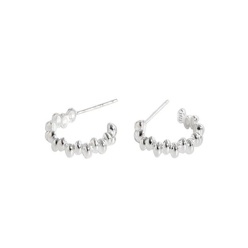 Beads Bubbles Circle 925 Sterling Silver Hoop Earrings