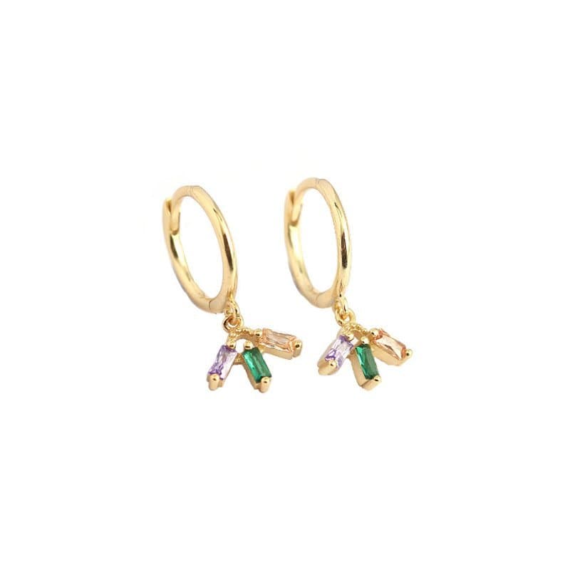 Colourful CZ Flower 925 Sterling Silver Hoop Earrings