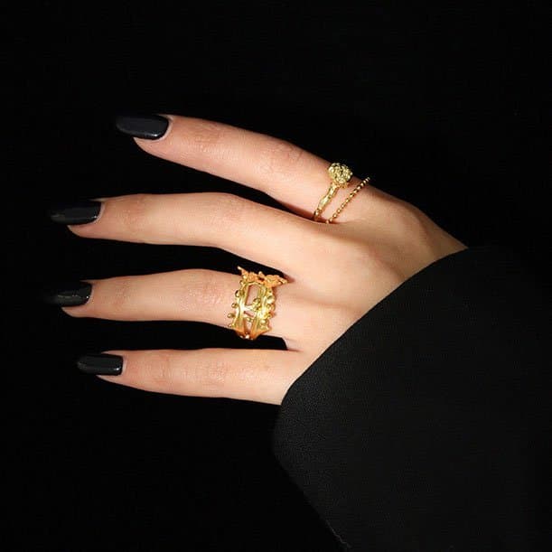 Double Layer Beads 925 Sterling Silver Adjustable Ring