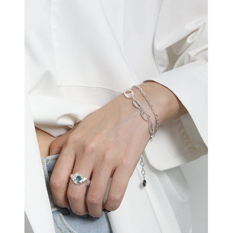 Double Layers Pig Nose Curb Chain 925 Sterling Silver Bracelet