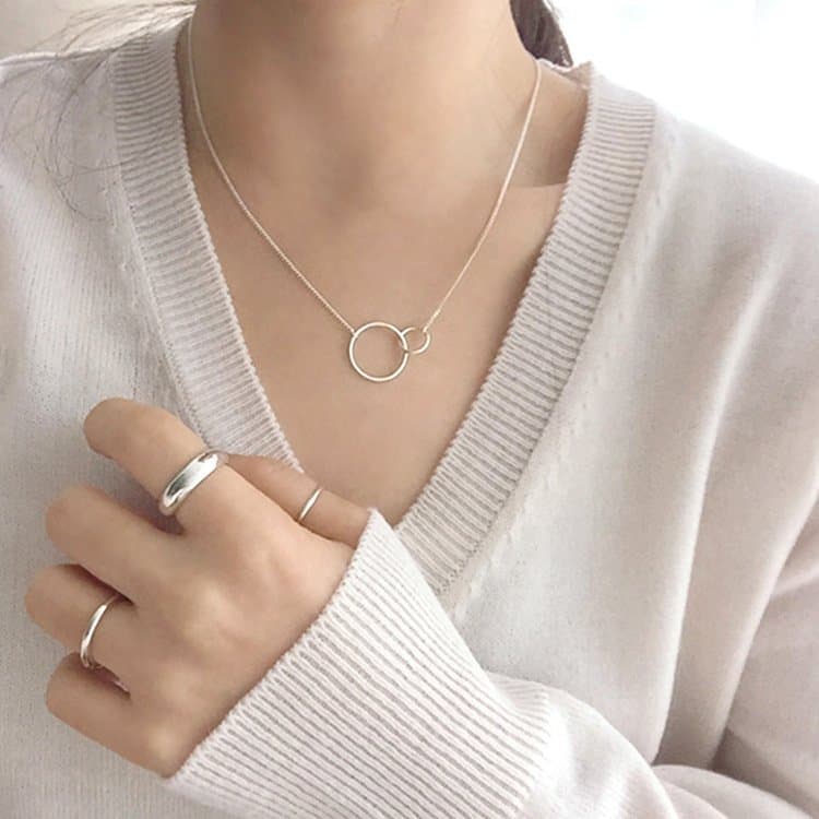 Double Loop Cross 925 Sterling Silver Necklace