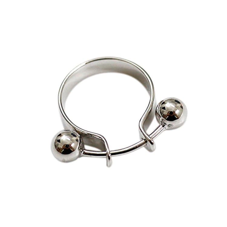 Geometric Double Beads 925 Sterling Silver Adjustable Ring