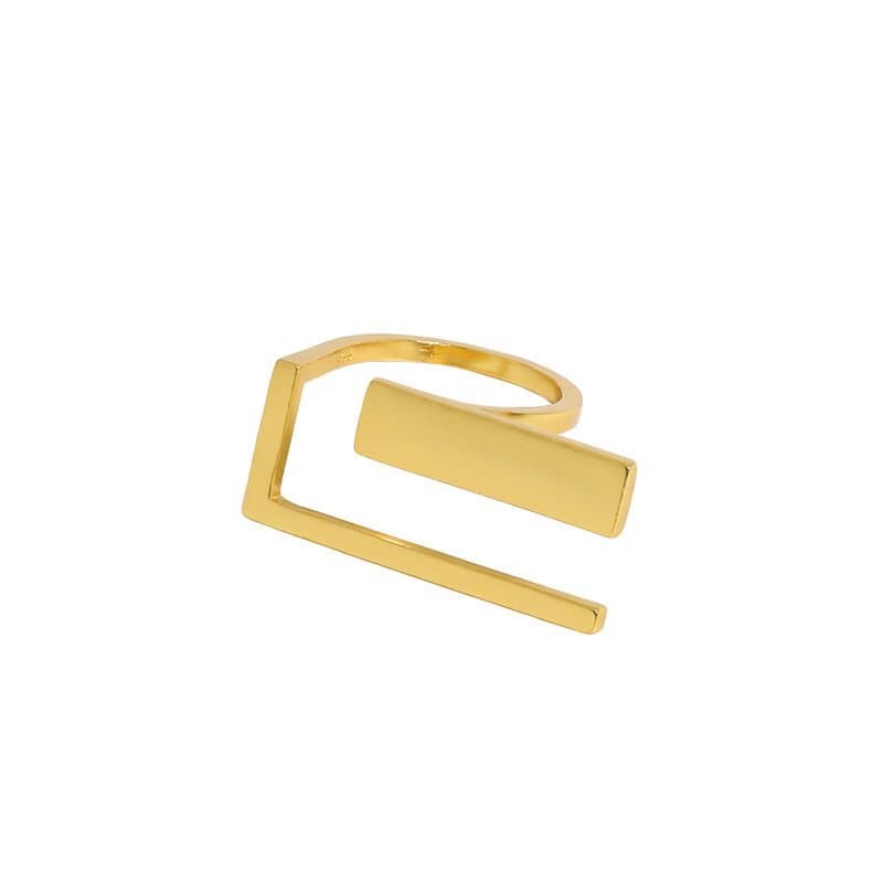 Geometric Rectangle 925 Sterling Silver Adjustable Ring
