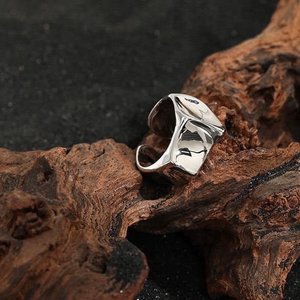 Glaze Irregular 925 Sterling Silver Adjustable Ring