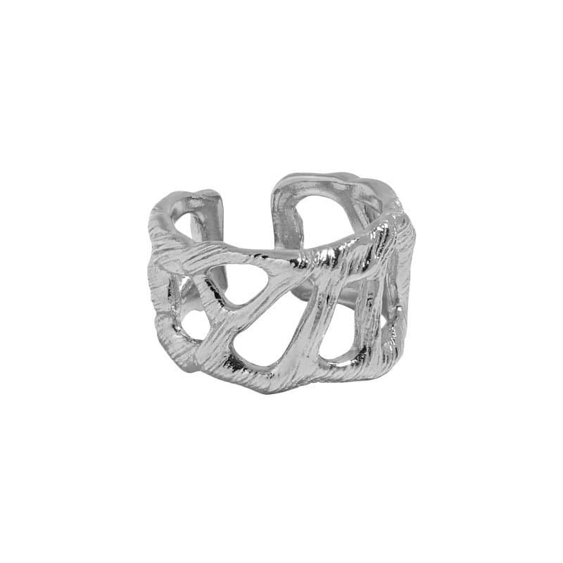Hollow Branch Wide 925 Sterling Silver Adjustable Ring