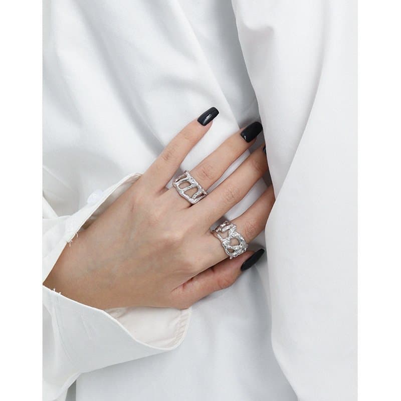 Hollow Branch Wide 925 Sterling Silver Adjustable Ring