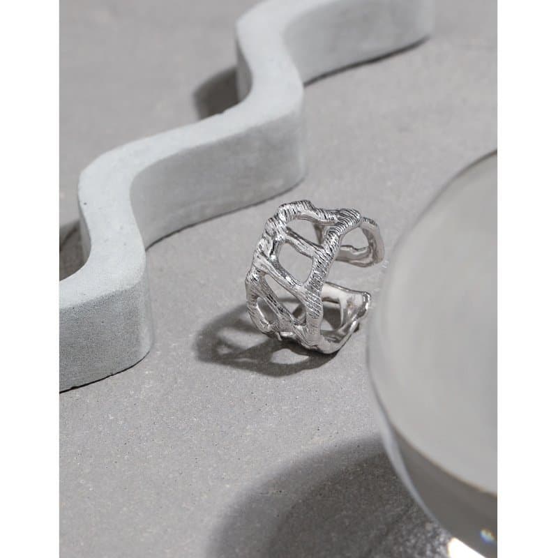 Hollow Branch Wide 925 Sterling Silver Adjustable Ring