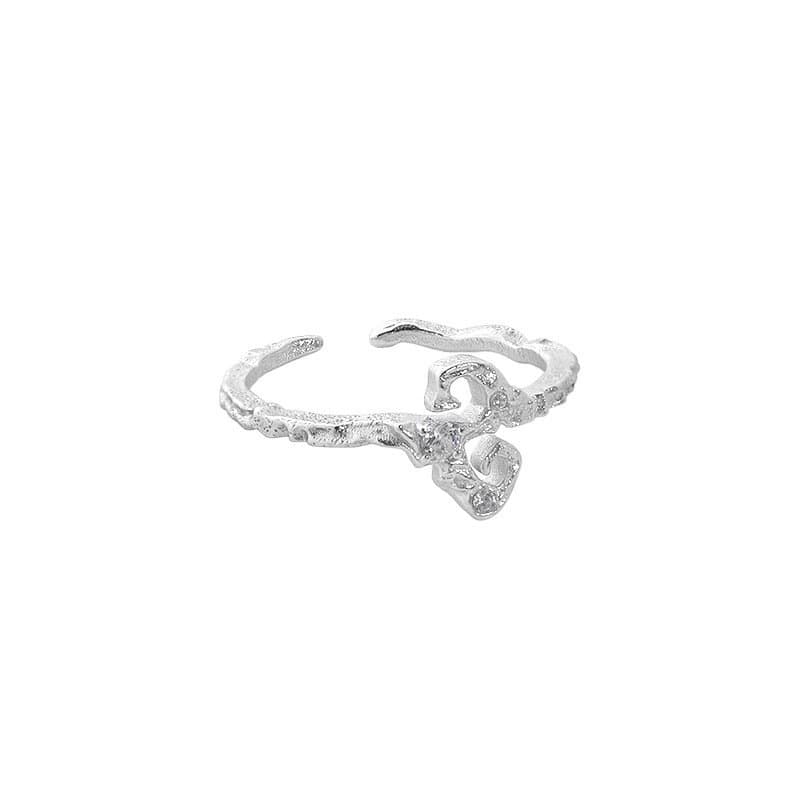 Irregular CZ S Shape 925 Sterling Silver Adjustable Ring