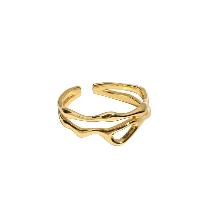 Irregular Hollow 925 Sterling Silver Adjustable Ring