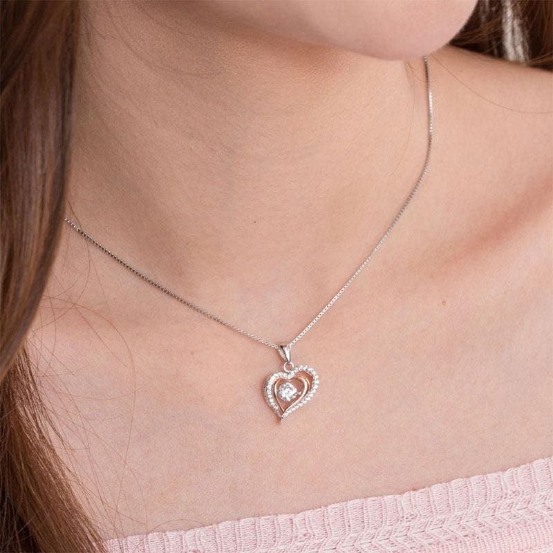 Double Heart Dancing Stone Pendant Necklace