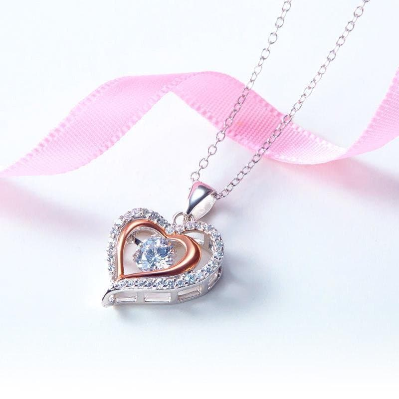Double Heart Dancing Stone Pendant Necklace