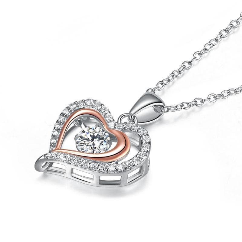Double Heart Dancing Stone Pendant Necklace