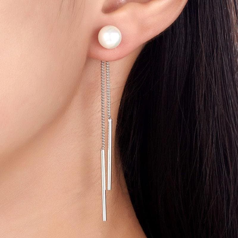 Drop Created Pearl Earrings