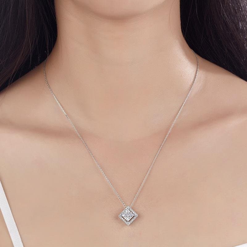 1.5 Carat Princess Cut Created Diamond Pendant Necklace