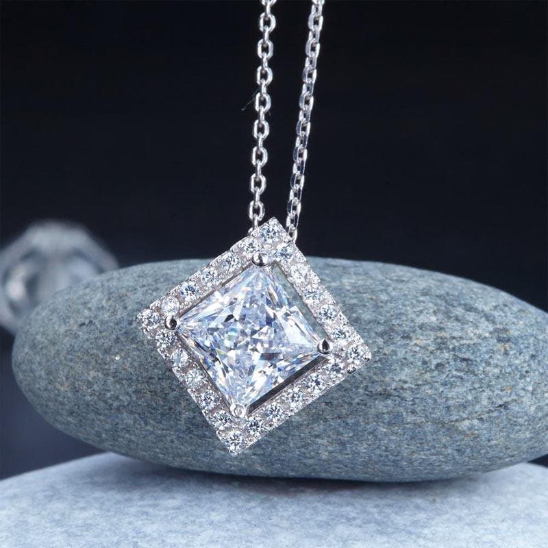 1.5 Carat Princess Cut Created Diamond Pendant Necklace