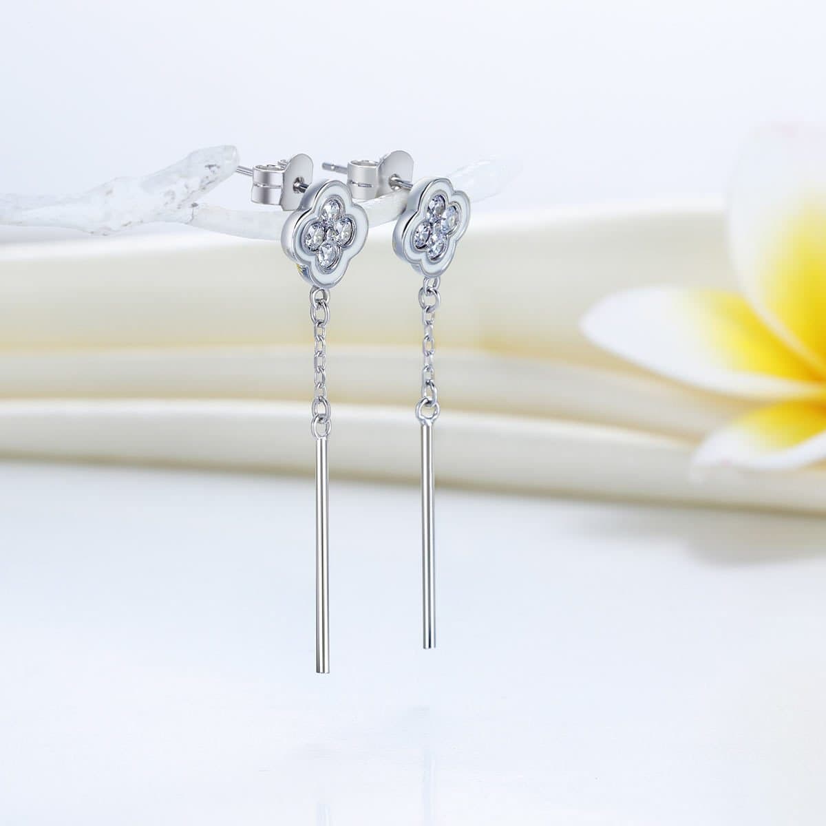 Dangle Flowers Created Diamond Earrings