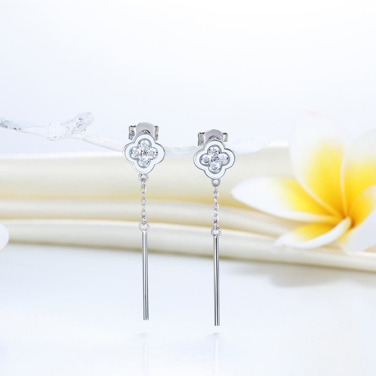 Dangle Flowers Created Diamond Earrings