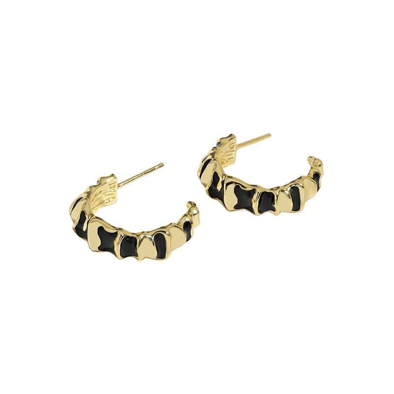 Irregular Snake Shape 925 Sterling Silver Hoop Earrings