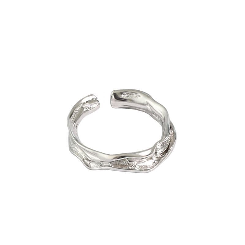 Irregular Texture 925 Sterling Silver Adjustable Ring
