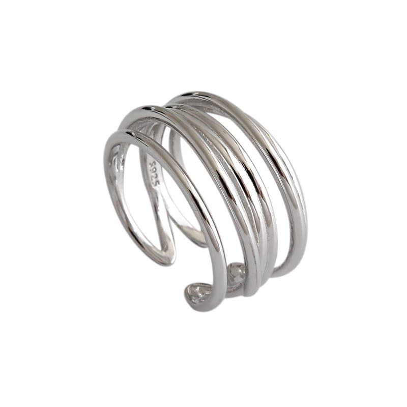 Multi Layers Cross 925 Sterling Silver Adjustable Ring