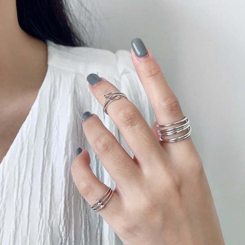 Multi Layers Cross 925 Sterling Silver Adjustable Ring