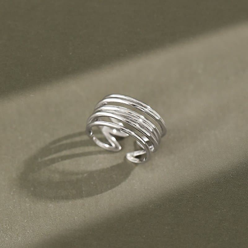 Multi Layers Cross 925 Sterling Silver Adjustable Ring