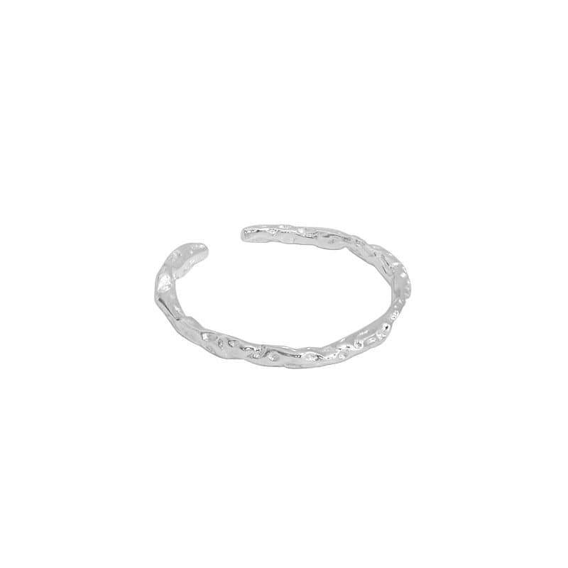 Tin Foil Texture Simple 925 Sterling Silver Adjustable Ring