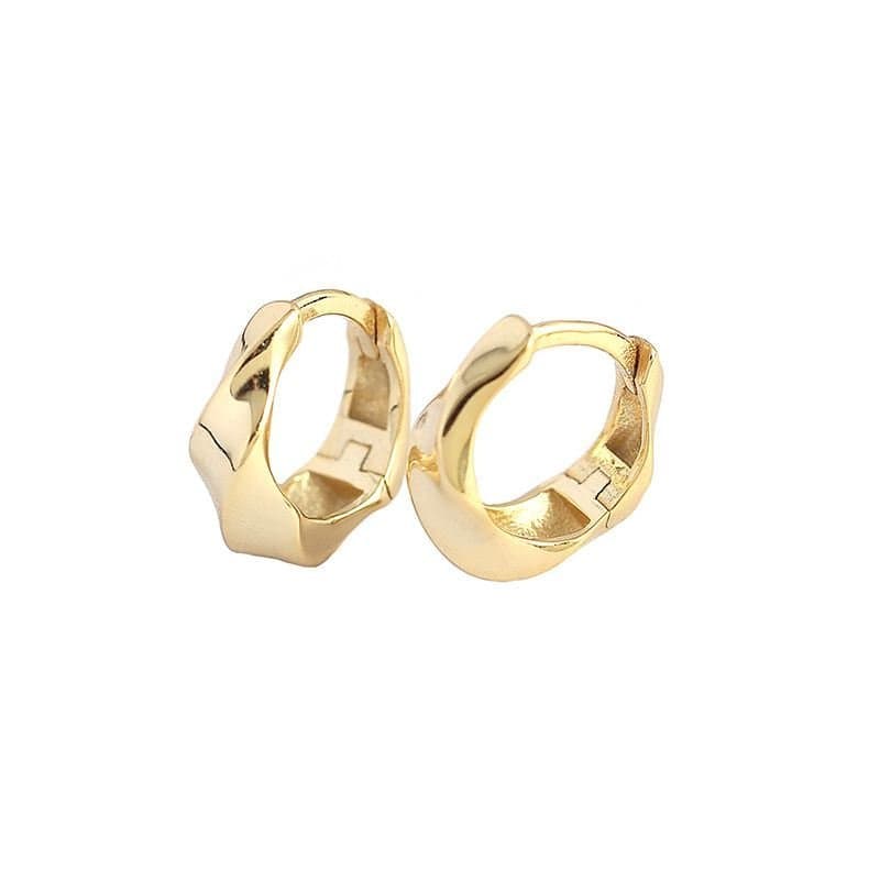 Twisted Geometric 925 Sterling Silver Huggie Hoop Earrings